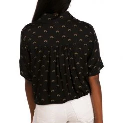 Tipsy Elves Black Rainbow All The Way Tie-Front Shirt - Women's Cut