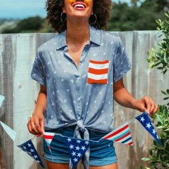 Tipsy Elves Women's American Pride Tie-Front Shirt