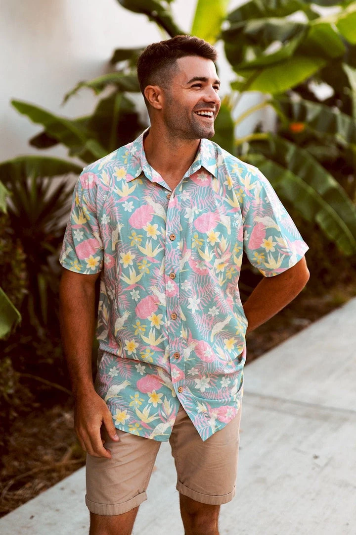 Tipsy Elves Men's Talk Birdie To Me Hawaiian Shirt