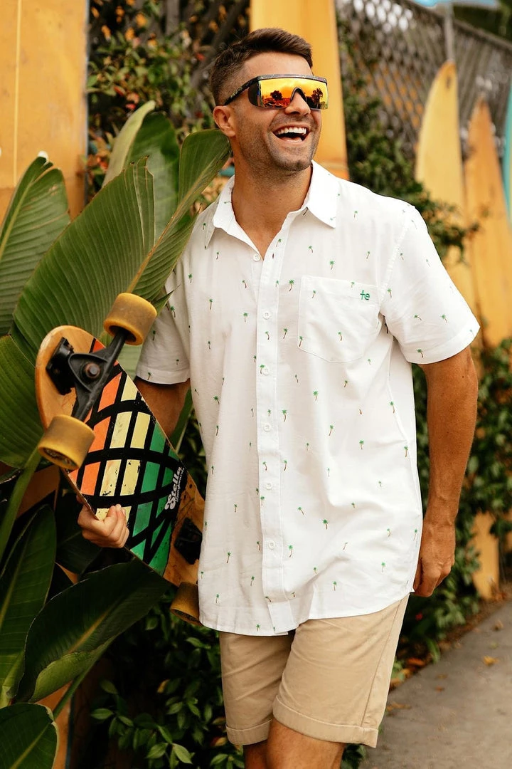 Tipsy Elves Spring Men's Keep Palm And Carry On Hawaiian Shirt