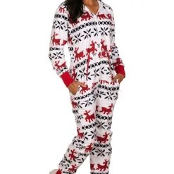 Tipsy Elves Women's Red And White Reindeer Jumpsuit