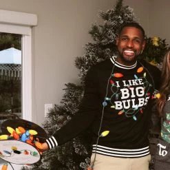 Tipsy Elves Men's I Like Big Bulbs Light Up Ugly Christmas Sweater