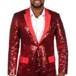 Tipsy Elves Men Red Sequin All Over Blazer