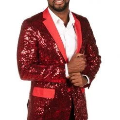 Tipsy Elves Men Red Sequin All Over Blazer