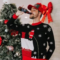 Tipsy Elves Men's Leaky Roof Light Up Ugly Christmas Sweater