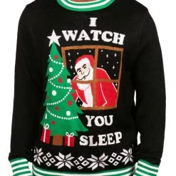 Tipsy Elves Men's I Watch You Sleep Ugly Christmas Sweater