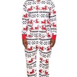 Tipsy Elves Men's Red And White Reindeer Jumpsuit
