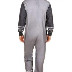 Tipsy Elves Men's Black And Grey Moose Jumpsuit