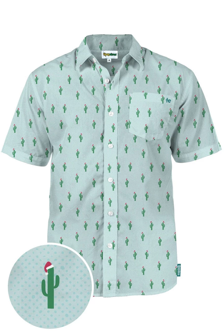 Tipsy Elves Men's Christmas Cactus Button Down Shirt