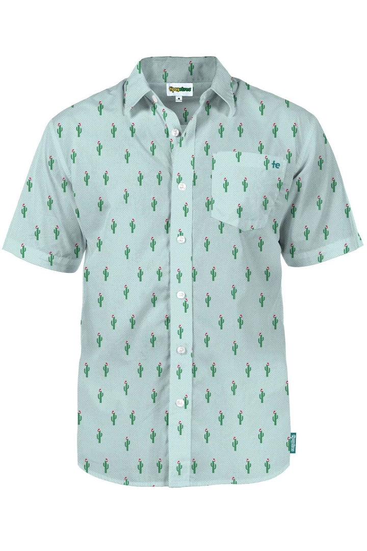 Tipsy Elves Men's Christmas Cactus Button Down Shirt