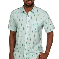 Tipsy Elves Men's Christmas Cactus Button Down Shirt