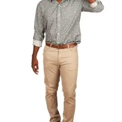 Tipsy Elves Men's Grey Snowman Long-Sleeve Button Down Shirt