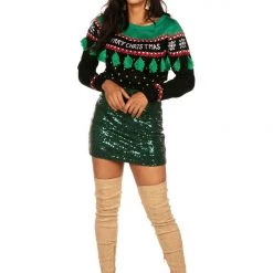 Tipsy Elves Women's Christmas Tree Tassel Ugly Christmas Sweater