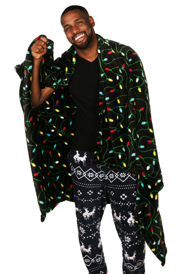 Tipsy Elves String Of Christmas Lights Blanket