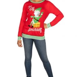 Tipsy Elves Women's Go Elf Yourself Ugly Christmas Sweater