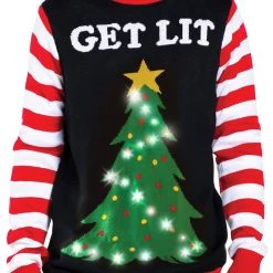 Tipsy Elves Men's Get Lit Light Up Ugly Christmas Sweater