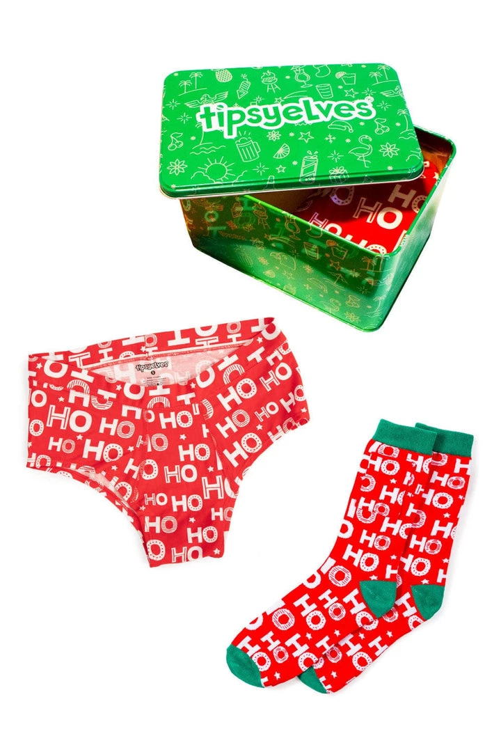 Tipsy Elves Women's Ho Ho Ho Underwear & Socks Gift Set