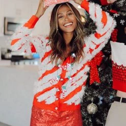 Tipsy Elves Women Red Sequin Skirt