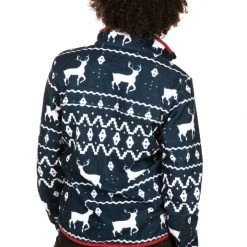 Tipsy Elves Women's Blue Reindeer Fleece
