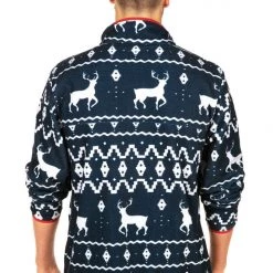 Tipsy Elves Men's Blue Reindeer Fleece