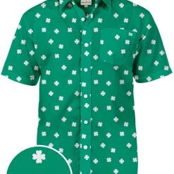Tipsy Elves Men's Green Crushin' Clovers Button Down Shirt