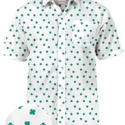 Tipsy Elves Men's White Crushin' Clovers Button Down Shirt