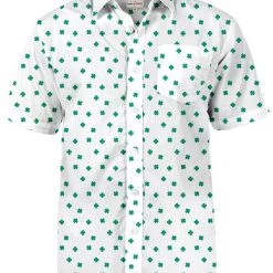 Tipsy Elves Men's White Crushin' Clovers Button Down Shirt