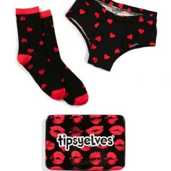 Tipsy Elves Women's Hearts On Fire Underwear & Socks Gift Set