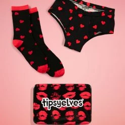 Tipsy Elves Women's Hearts On Fire Underwear & Socks Gift Set