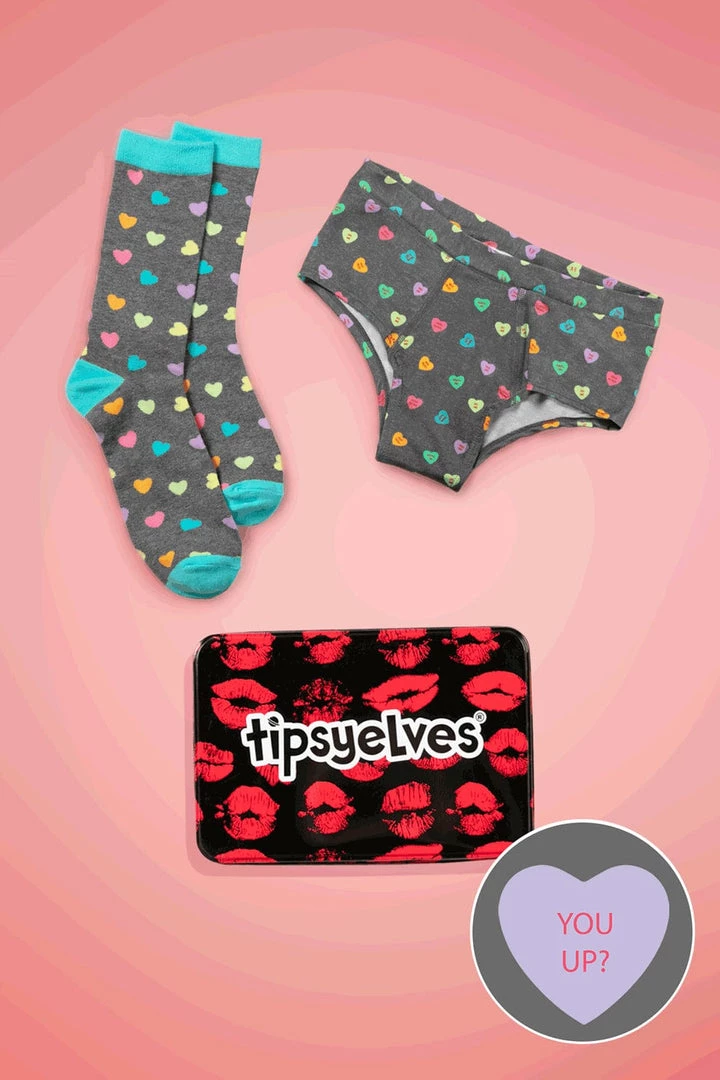 Tipsy Elves Women's Candy Hearts Underwear & Socks Gift Set