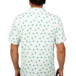 Tipsy Elves Men's White Crushin' Clovers Button Down Shirt