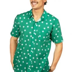 Tipsy Elves Men's Green Crushin' Clovers Button Down Shirt