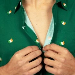 Tipsy Elves Men's Irish Flag All Over Button Down Shirt