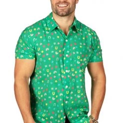Tipsy Elves Men's Lucky Charmer Button Down Shirt