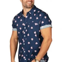 Tipsy Elves Men’s Pink Pastel Ducks Button Down Shirt