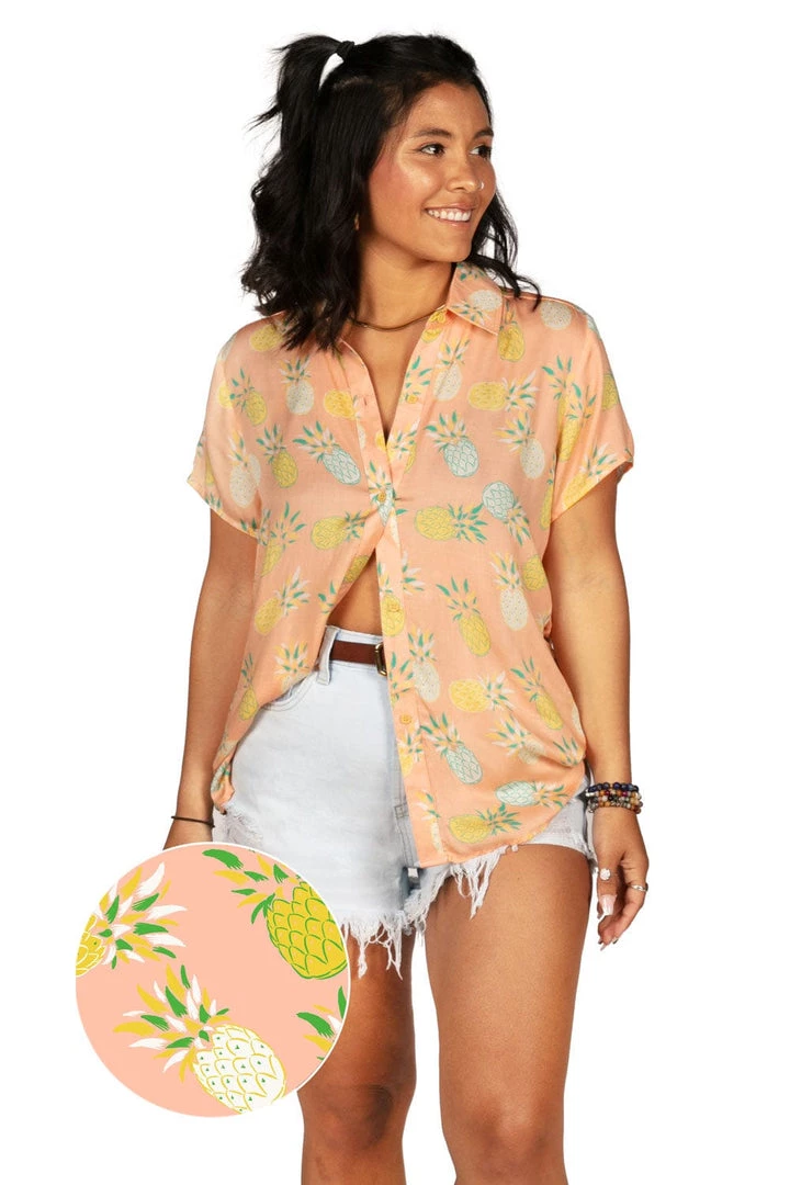 Tipsy Elves Women's Pina Colada Hawaiian Shirt