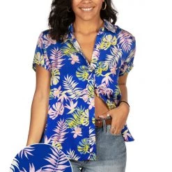 Tipsy Elves Women's Blue Lagoon Hawaiian Shirt