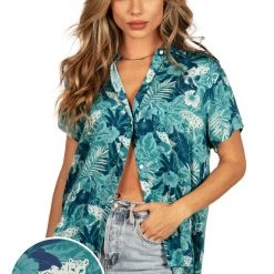 Tipsy Elves Women's Leapin' Leopard Hawaiian Shirt