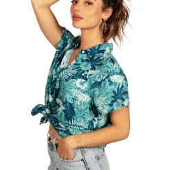 Tipsy Elves Women's Leapin' Leopard Hawaiian Shirt