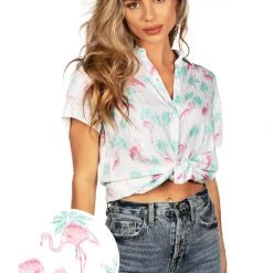Tipsy Elves Women's Single & Ready To Flamingle Hawaiian Shirt