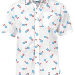 Tipsy Elves Men's Pineapple Patriotism Button Down Shirt Patriotic