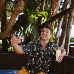 Tipsy Elves Men's Monochrome Moonlight Hawaiian Shirt