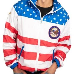 Tipsy Elves Men's American Flag Windbreaker Jacket Patriotic