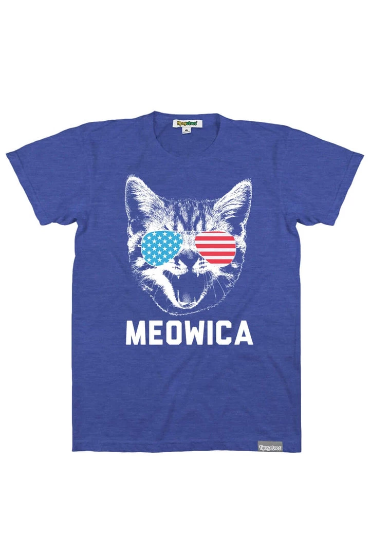 Tipsy Elves Men's Blue Meowica Tee Patriotic