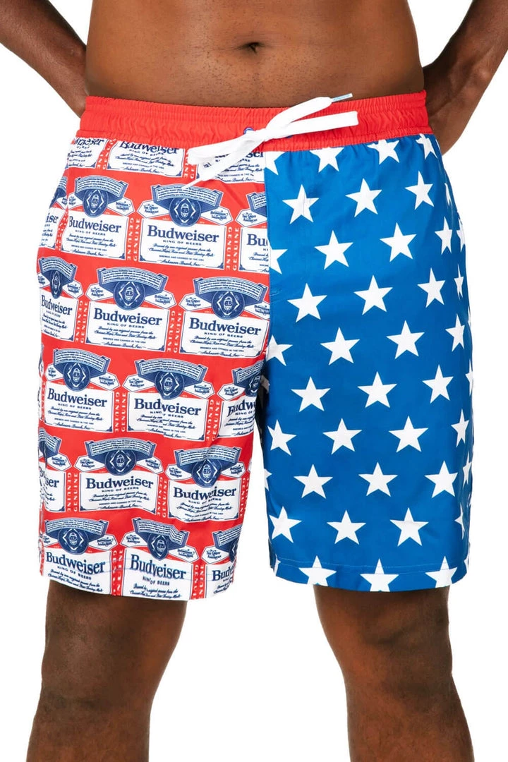 Tipsy Elves Patriotic Crack A Cold Wave Budweiser Swim Trunks