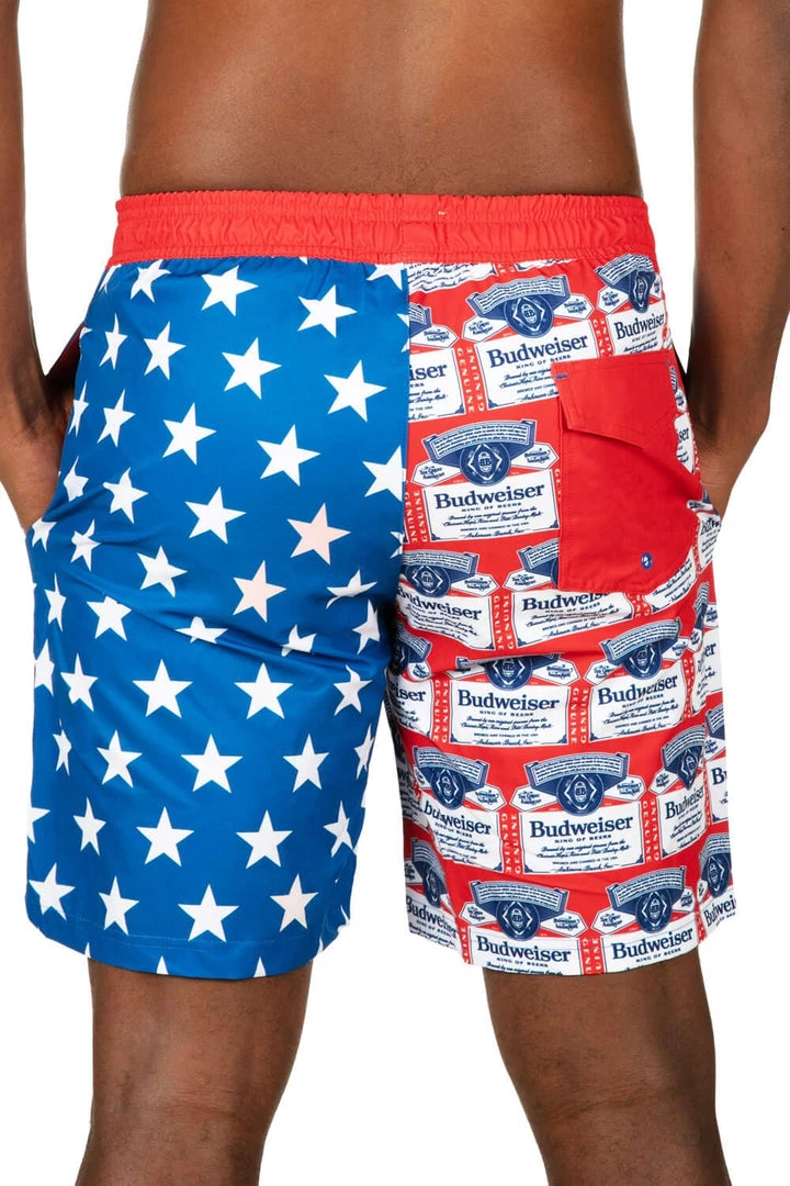 Tipsy Elves Patriotic Crack A Cold Wave Budweiser Swim Trunks