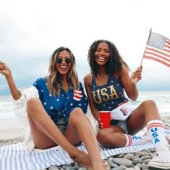 Tipsy Elves Women's Classic Flag Button Down Shirt