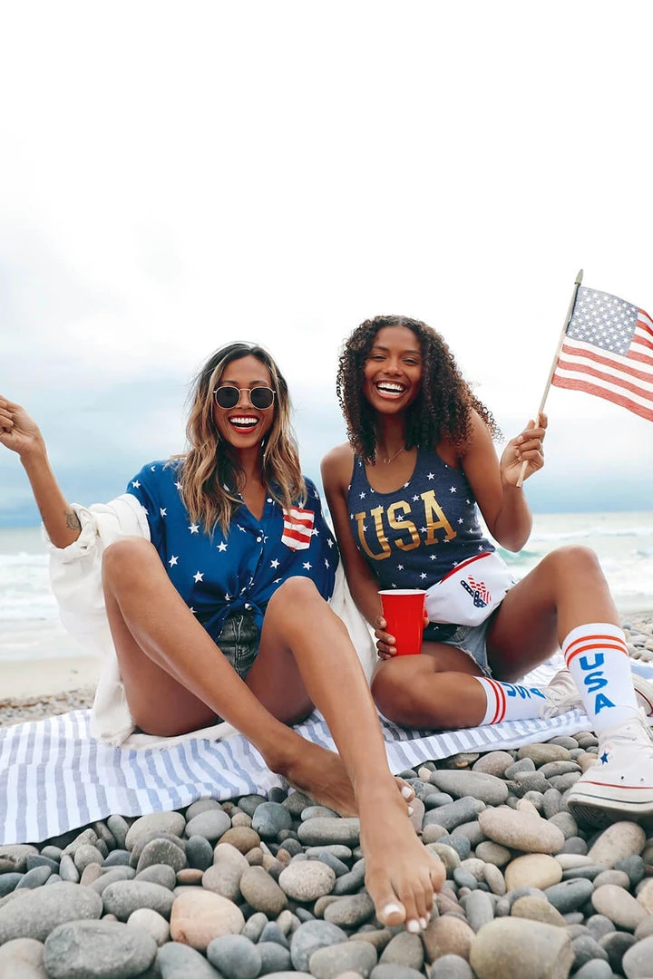 Tipsy Elves Women's Classic Flag Button Down Shirt