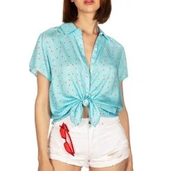 Tipsy Elves Women's Patriotic Pops Button Down Shirt