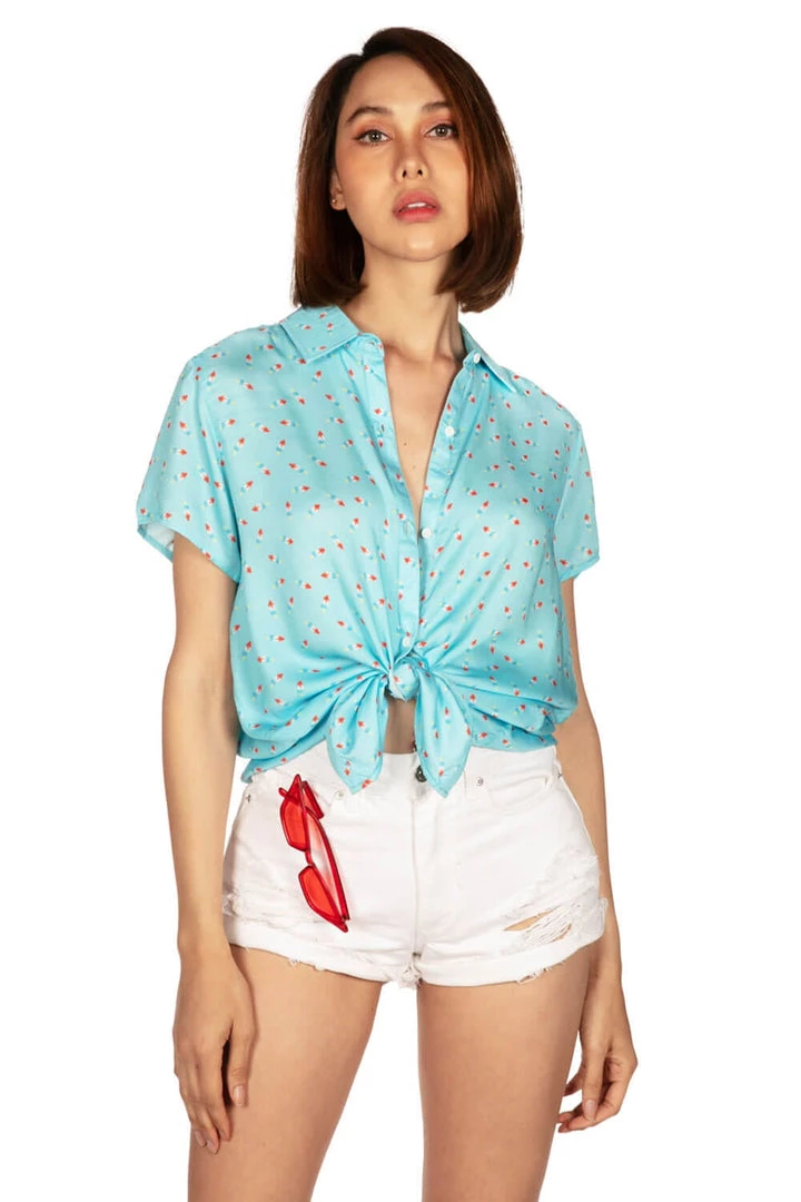 Tipsy Elves Women's Patriotic Pops Button Down Shirt